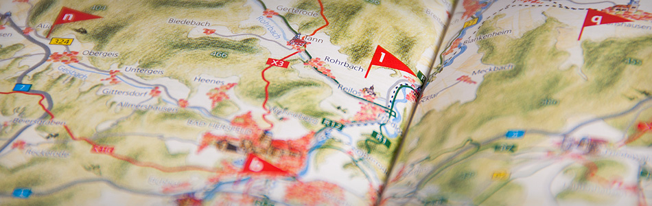 Printdesign – Sparkasse Bad Hersfeld-Rotenburg – Broschüre für Wanderer, Radfahrer und Geocacher