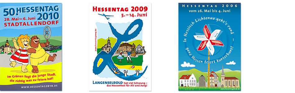 Printdesign – Plakate für die Hessentage 2006, 2009 und 2010