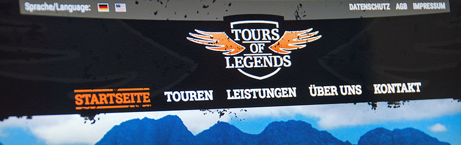 Corporate Design – Tours of Legends – Website
