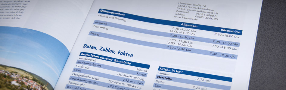 Printdesign – Gemeinde Hauneck – Informationsbroschüre
