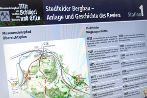 Beschilderung für den Museumspfad im Stedfelder Bergbau Revier